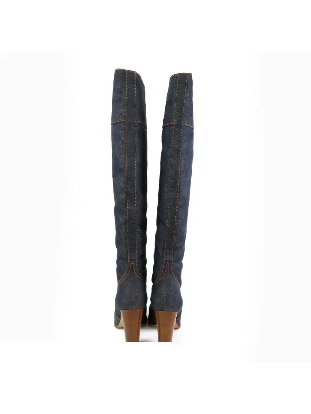 Hermes Denim Long Boots Blue Pull on